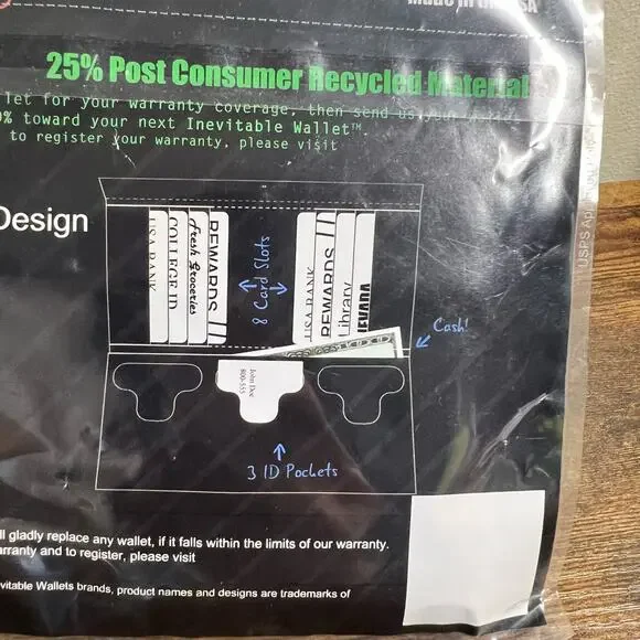 Amaranth Inevitable Wallet Clutch Heart Print Tyvek Water Resistant Black Pink - Picture 7 of 8